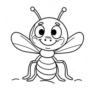 Page à colorier fourmi mignonne en dessin animé | Page de coloriage Fourmi