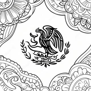 Page à colorier drapeau mexicain | Page de coloriage Mexicain