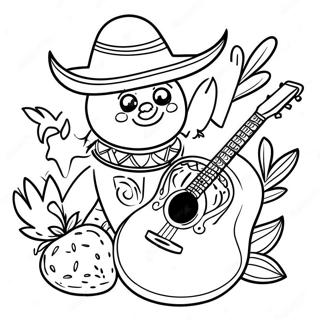 Page à colorier fiesta mexicaine colorée | Page de coloriage Mexicain