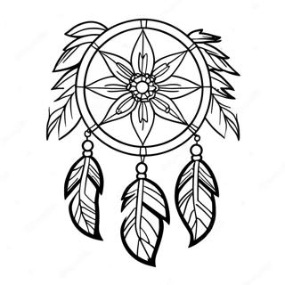Page à colorier de capteur de rêves coloré avec des plumes | Page de coloriage Attrape-rêves
