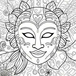 Page à colorier de masque coloré | Page de coloriage Masque