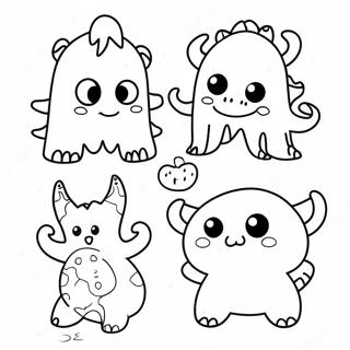 Page à colorier Mini monstres adorables | Page de coloriage Mignon Mini