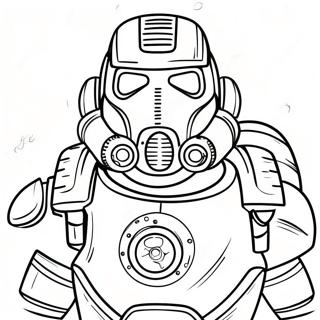 Page à colorier de l'armure de puissance de Fallout | Page de coloriage Fallout