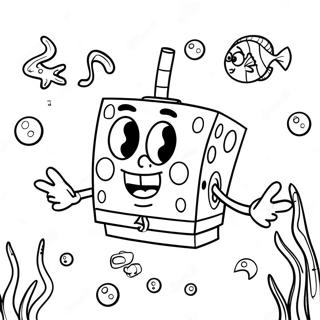 Page à colorier de l'aventure sous-marine de SpongeBob SquarePants | Page de coloriage Nickelodeon