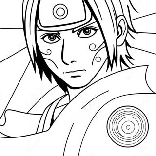 Page à colorier d'Itachi avec Sharingan | Page de coloriage Itachi