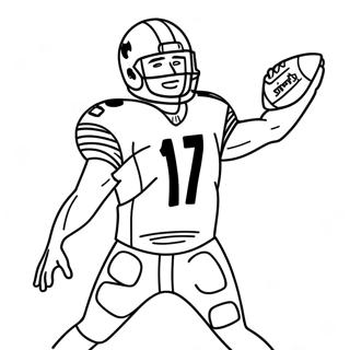Page à colorier Josh Allen lançant un ballon de football | Page de coloriage Josh Allen