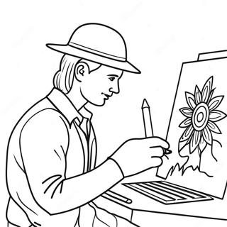 Page à colorier un artiste créatif au travail | Page de coloriage Emploi