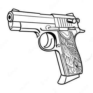 Page à colorier de pistolet réaliste | Page de coloriage Pistolet