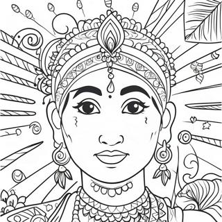 Page à colorier la célébration colorée d'un festival indien | Page de coloriage Inde