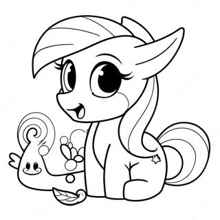 Page à colorier Fluttershy avec des animaux mignons | Page de coloriage Fluttershy