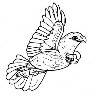 Page à colorier d'un faucon majestueux en vol | Page de coloriage Faucon