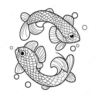 Page à colorier de joli poisson koi japonais | Page de coloriage Japonais
