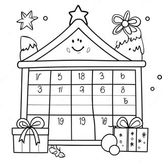 Page à colorier de calendrier de l'Avent | Page de coloriage Avent