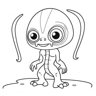 Page à colorier d'une créature extraterrestre bizarre | Page de coloriage Bizarre