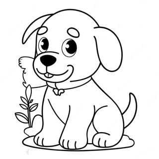 Page à colorier d'un chiot joueur | Page de coloriage Chiot Réaliste