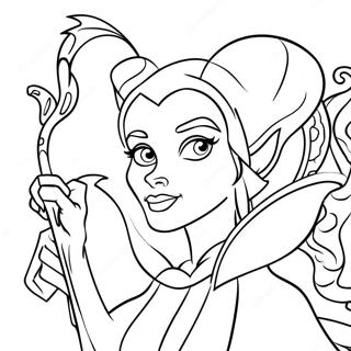 Page à colorier Maléfique avec Dragon | Page de coloriage Méchant Disney