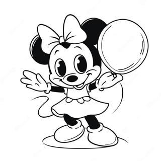 Page à colorier Minnie Mouse Heureuse avec des Ballons | Page de coloriage Minnie Mouse
