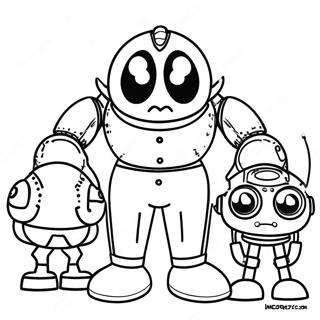 Page à colorier du Dr Eggman maléfique avec des robots | Page de coloriage Dr Robotnik