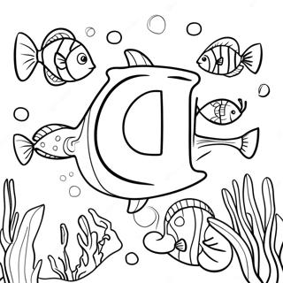 Page à colorier de scène sous-marine avec la lettre U | Page de coloriage Lettre U