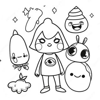 Page à colorier de personnages indie fantaisistes | Page de coloriage Indie