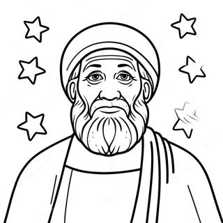 Page à colorier d'Abraham avec des étoiles | Page de coloriage Abraham