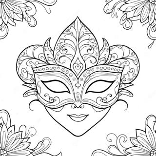 Page à colorier Masque de Mardi Gras | Page de coloriage Mardi Gras