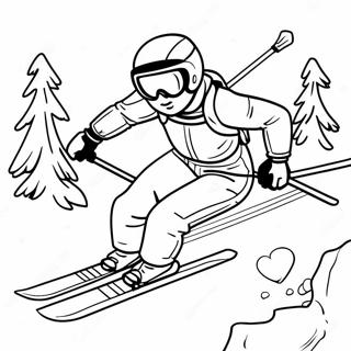 Page à colorier de ski | Page de coloriage Ski