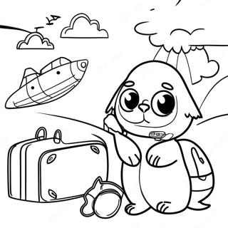 Page à colorier d'aventures de voyage | Page de coloriage Voyager