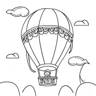 Page à colorier d'un voyage en montgolfière colorée | Page de coloriage Voyager