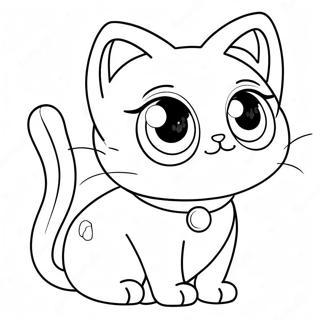 Page à colorier de Chat Anime Mignon avec de Grands Yeux | Page de coloriage Chat Anime