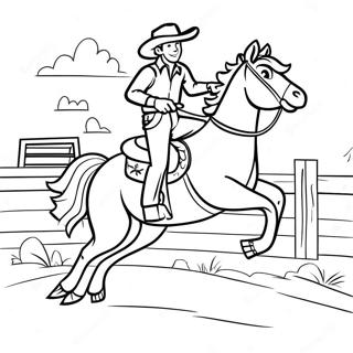 Page à colorier de Cowboy Montant un Cheval Sauvage | Page de coloriage Rodéo