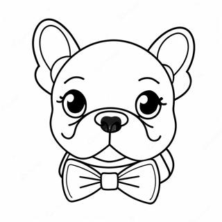 Page à colorier de Frenchie Mignon avec Nœud Papillon | Page de coloriage Français