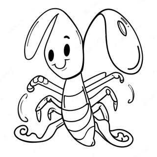 Page à colorier du homard mignon en dessin animé | Page de coloriage Homard
