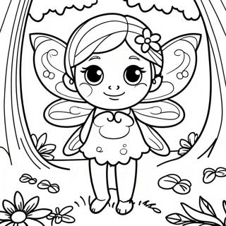 Page à colorier de la fée enchanteresse dans une forêt | Page de coloriage Magique