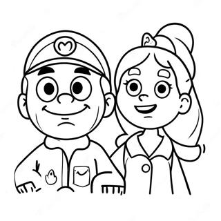 Page à colorier d'aventure d'Arnold et Helga | Page de coloriage Salut Arnold