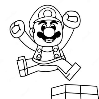 Page à colorier Lego Mario en train de sauter | Page de coloriage Lego Mario