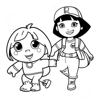 Page à colorier Dora et Bottes Aventureux | Page de coloriage Dora et Bottes