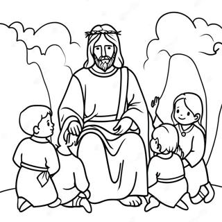 Page à colorier Jésus avec des Enfants | Page de coloriage Chrétien