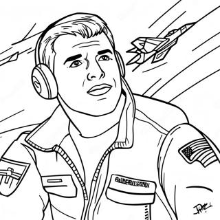 Page à colorier de Top Gun Maverick en vol | Page de coloriage Top Gun