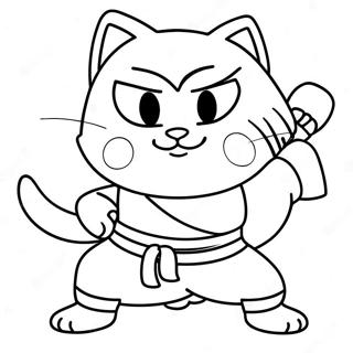 Page à colorier de Chat Ninja Aventurier | Page de coloriage Chat Ninja