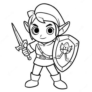Page à colorier Link en Pose Héroïque | Page de coloriage Zelda