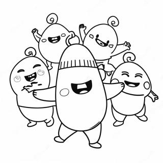 Page à colorier Oddbods dansants et drôles | Page de coloriage Oddbods
