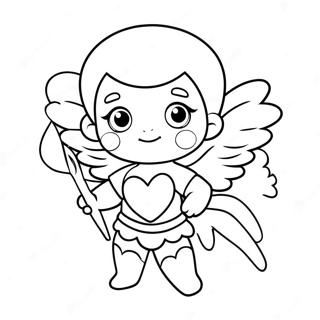 Page à colorier Cupidon mignon avec des flèches en cœur | Page de coloriage Cupidon