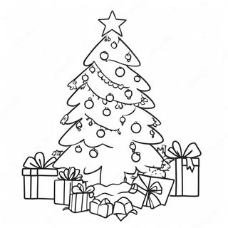 Page à colorier de l'arbre de Noël difficile | Page de coloriage Noël Difficile
