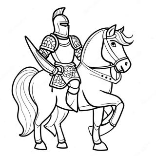 Page à colorier Brave chevalier en armure | Page de coloriage Chevalier