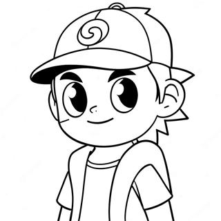 Page à colorier Ash Ketchum Pokémon | Page de coloriage Pokemon Ash
