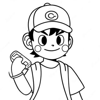 Page à colorier Ash Ketchum avec Pikachu | Page de coloriage Pokemon Ash