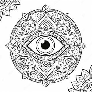 Page à colorier Mandala décoratif Œil maléfique | Page de coloriage Œil Malin