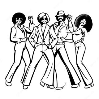 Page à colorier Danseurs disco funky des années 70 | Page de coloriage Années 70
