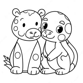 Page à colorier Amis animaux avec marqueurs à points | Page de coloriage Marqueur à points